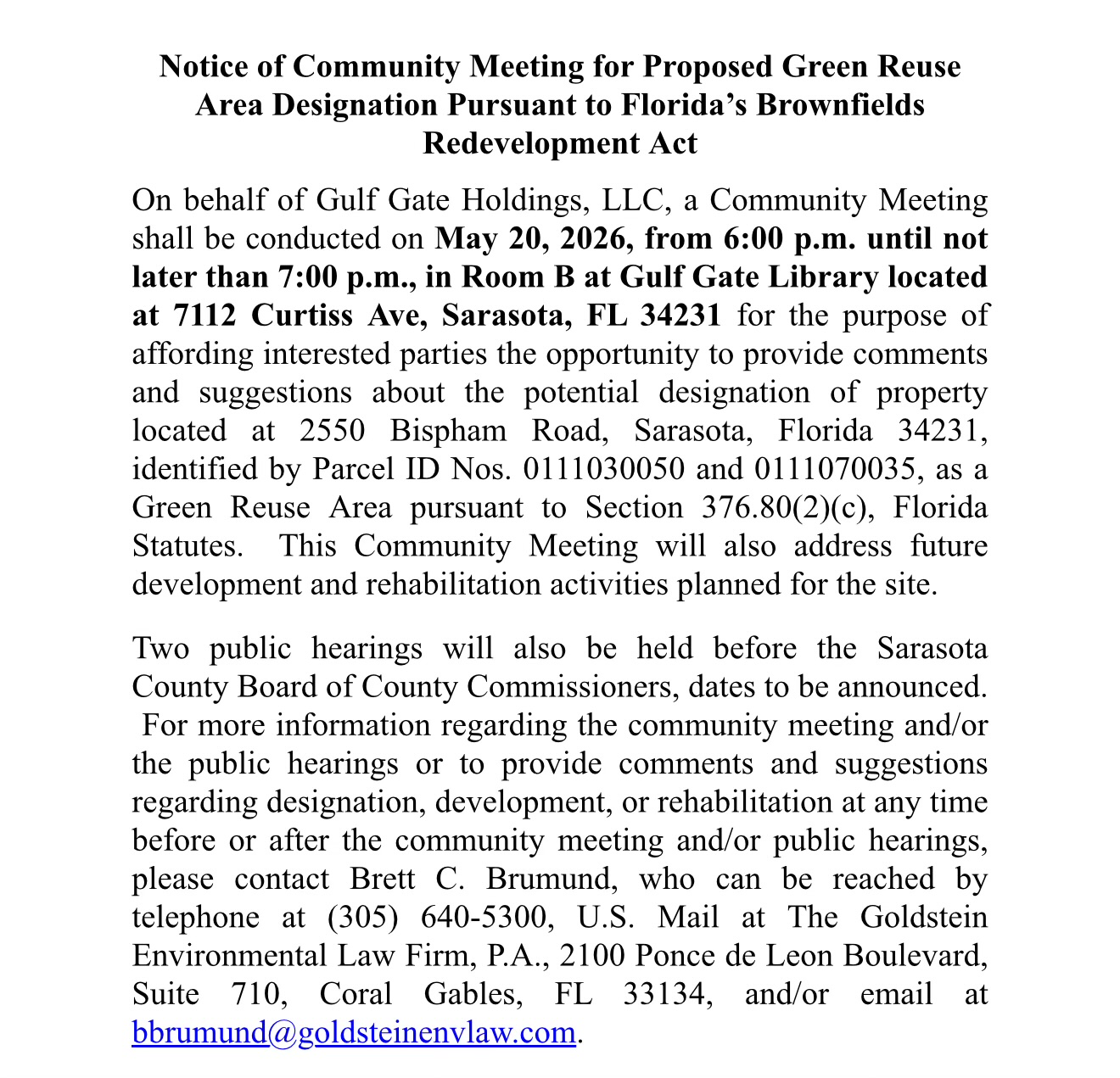 Golf Course Meeting Announcement