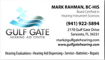 Gulf Gate Hearing Aid Center Business Card.